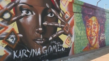 Artistas plásticos homenageiam artistas da Guiné-Bissau com mural cultural, no Estádio Lino Correia