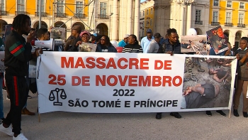 Imagem de São-tomenses em Lisboa protestam para exigir justiça e respeito pelos direitos humanos